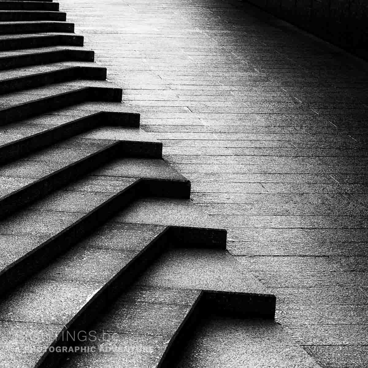Stairs leading to the underground bicycle parking, Leuven